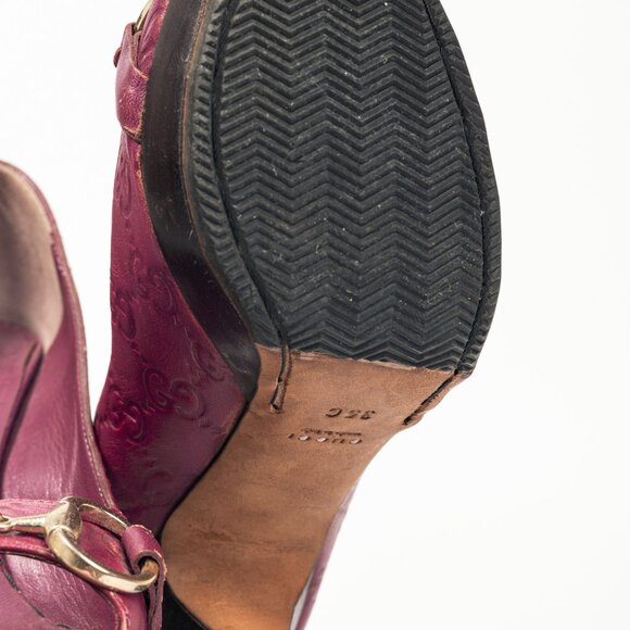 Gucci Purple Guccissima Soft Leather Horsebit Peep-Toe Pumps - Picture 5 of 9